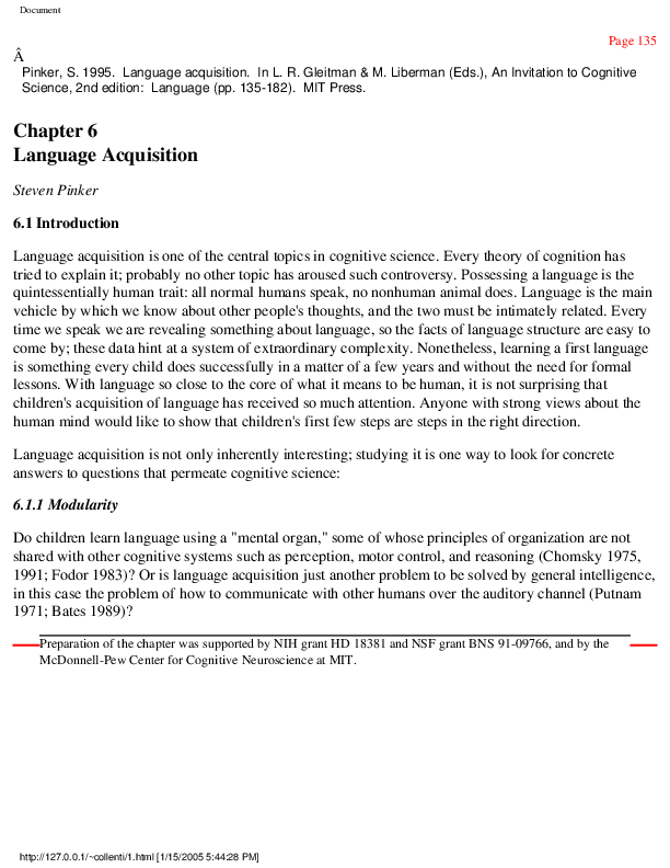 Pdf Language Acquisition