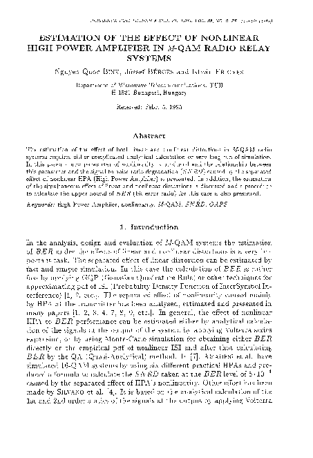 (PDF) ESTIMATION OF THE EFFECT OF NONLINEAR HIGH POWER AMPLIFIER IN M ...