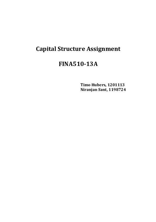 (PDF) Capital structure and financial performance analysis Niranjan