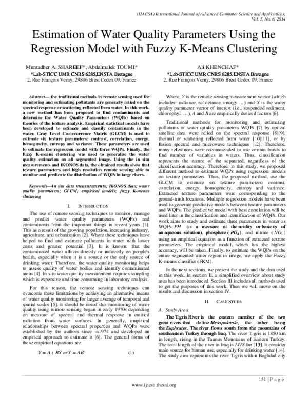 (PDF) Estimation of Water Quality Parameters Using the Regression Model ...