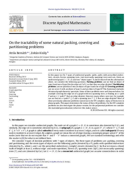 (PDF) On the tractability of some natural packing, covering and ...