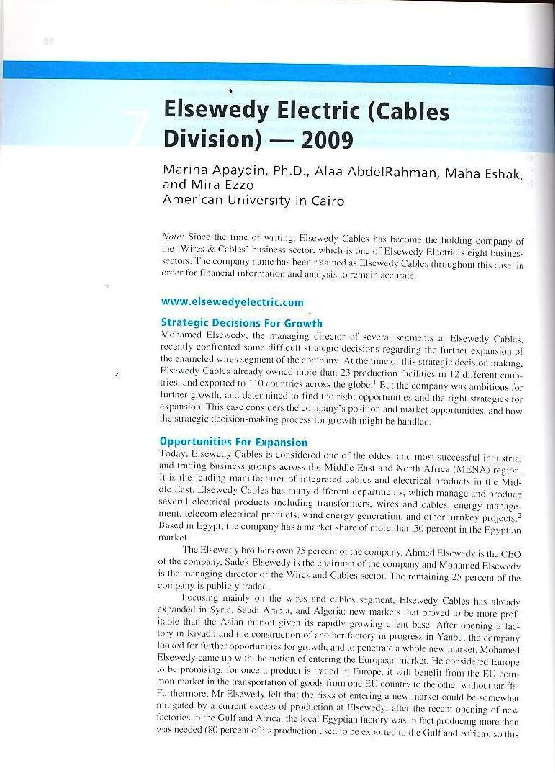 (PDF) Elsewedy Electric Marina Apaydin Academia.edu