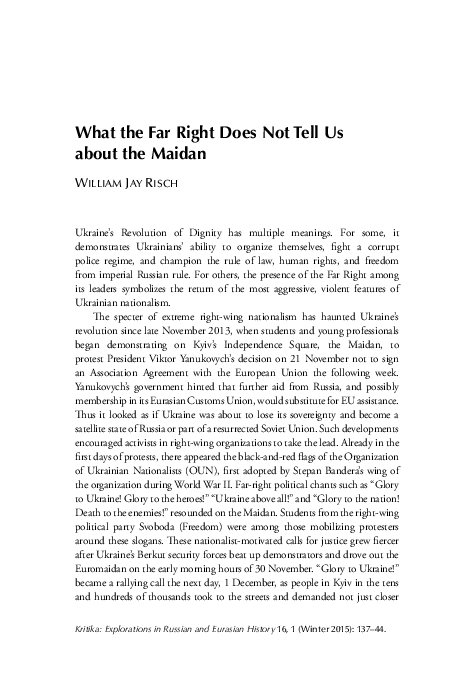 What the Far Right Does Not Tell Us about the Maidan