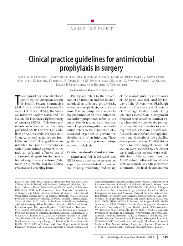 (PDF) Antimicrobial Prophylaxis in surgery 2013