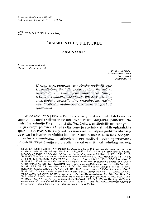 (PDF) Rimske stele u Histriji / Le stele romane in Istria | Alka Starac ...