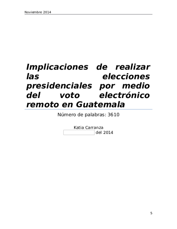 (DOC) Implicaciones de realizar las elecciones presidenciales por medio