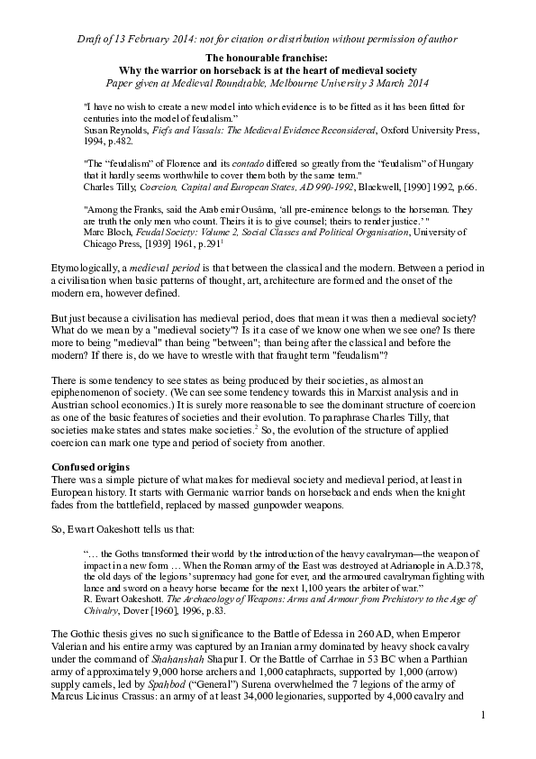 UPDATED: The honourable franchise:  Why the warrior on horseback is at the heart of medieval society