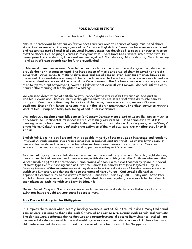 (DOC) FOLK DANCE HISTORY