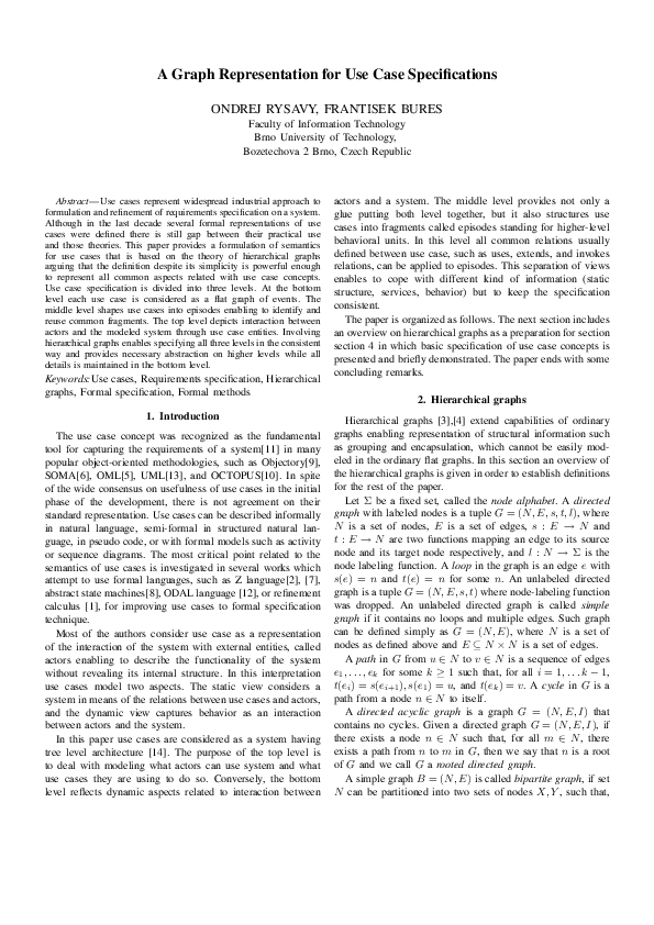 (PDF) A Graph Representation for Use Case Specifications