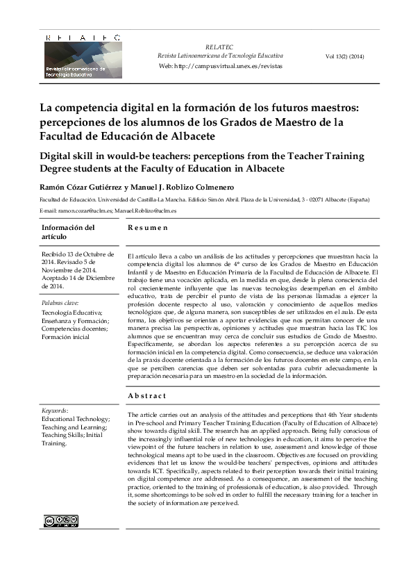 (PDF) La competencia digital en la formación de los futuros maestros