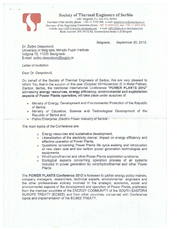 (PDF) Letter of InvitationInternational Conference Power Plants 2012