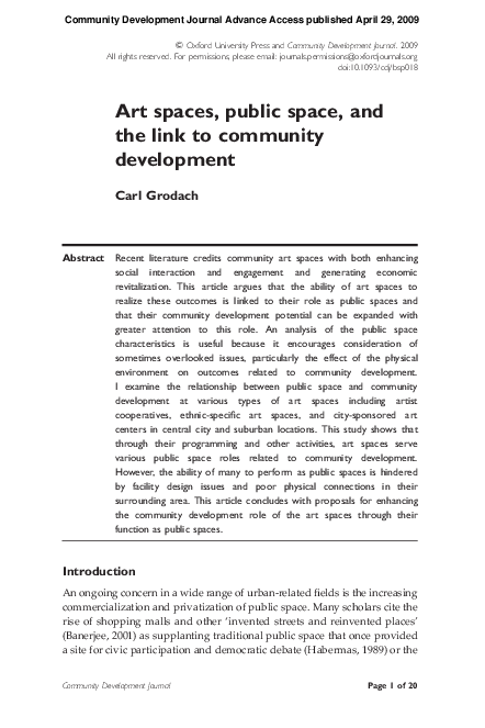 (PDF) Art spaces, public space, and the link to community development