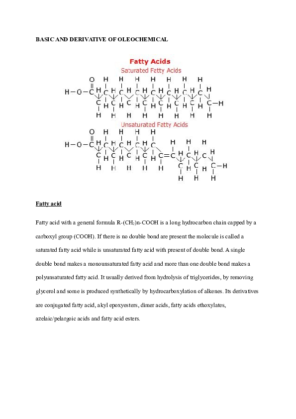 (DOC) BASIC AND DERIVATIVE OF OLEOCHEMICAL Fatty acid Jay McMillan