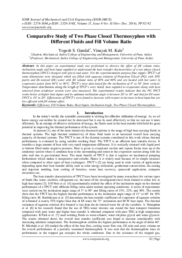 (PDF) Comparative Study of Two Phase Closed Thermosyphon with Different