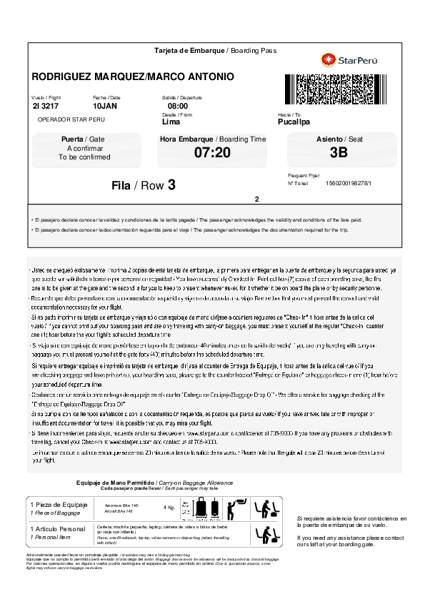 PDF) Tarjeta de Embarque / Boarding Pass Equipaje de Mano Permitido /  Carry-on Baggage Allowance | David Gamaniel Hurtado Principe - Academia.edu