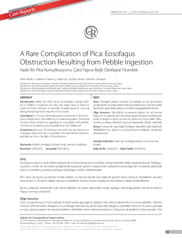 (PDF) Rare Complication of Pica: Eosofagus Obstruction Resulting from ...