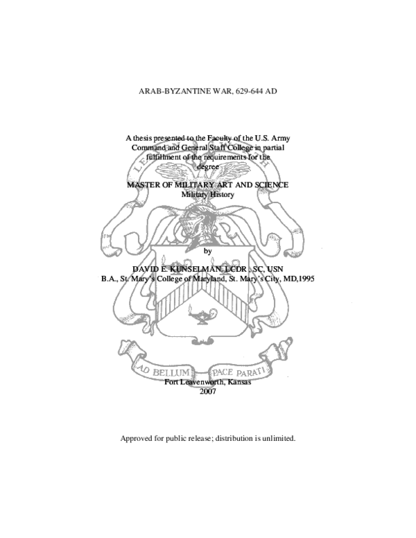 ARAB-BYZANTINE WAR 629-644 AD