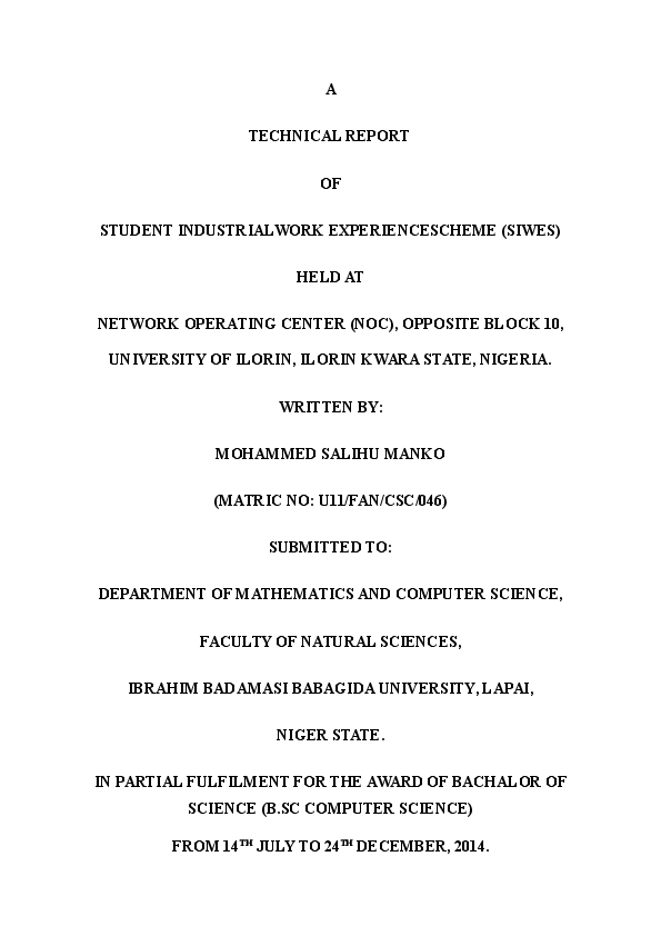 Siwes report on computer hardware pdf picture