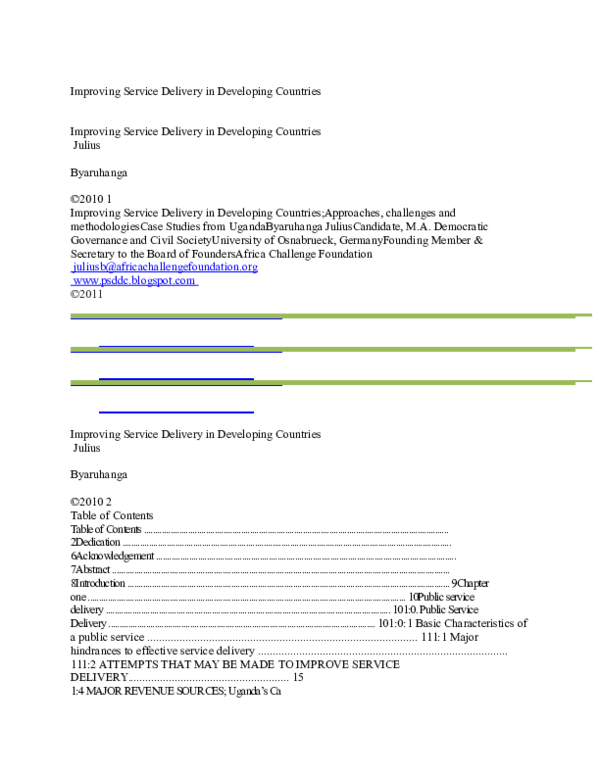 (DOC) Improving Service Delivery in Developing Countries