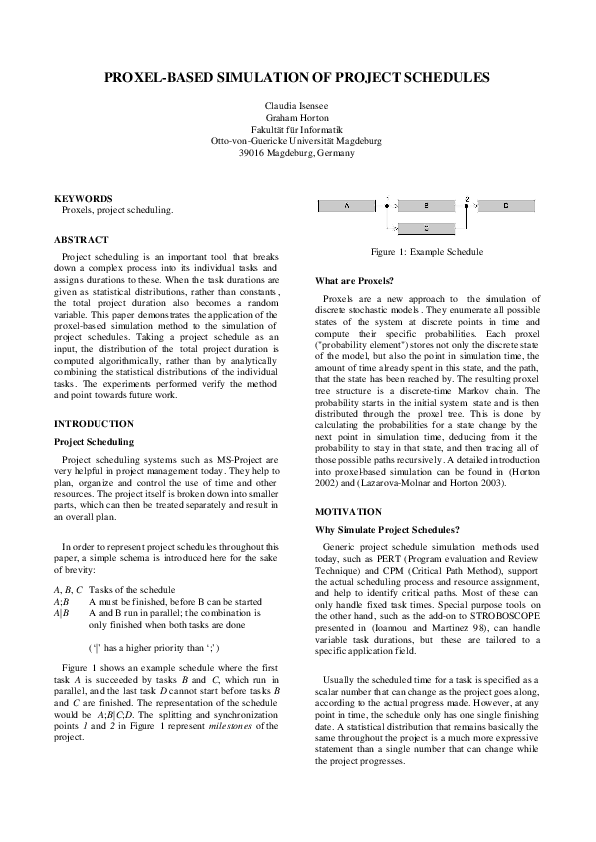(PDF) PROXEL-BASED SIMULATION OF PROJECT SCHEDULES