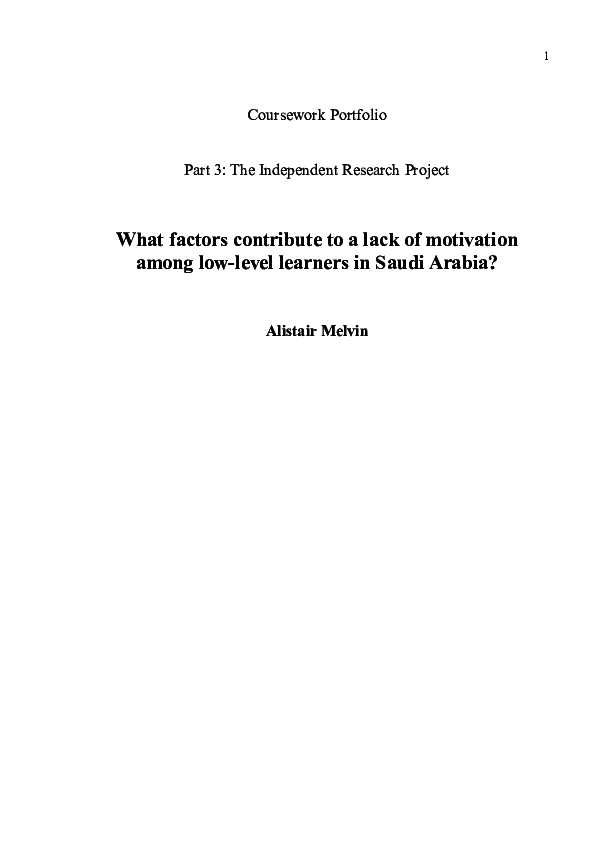 (DOC) What Factors Contribute to a Lack of Motivation among Low-level ...