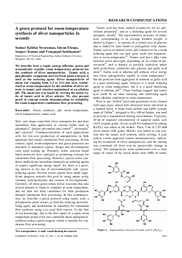 (PDF) A green protocol for room temperature synthesis of silver ...