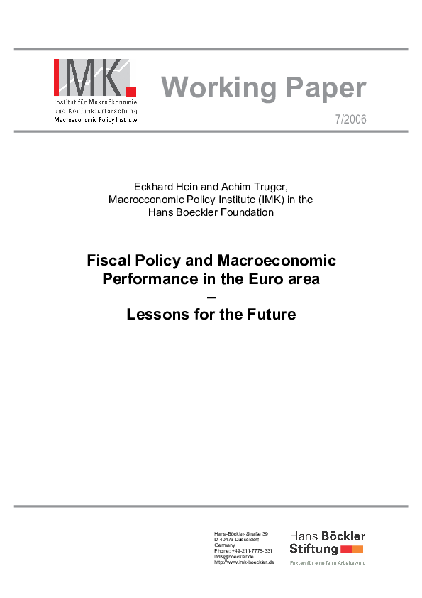 (PDF) Fiscal Policy and Macroeconomic Performance in the Euro area ...