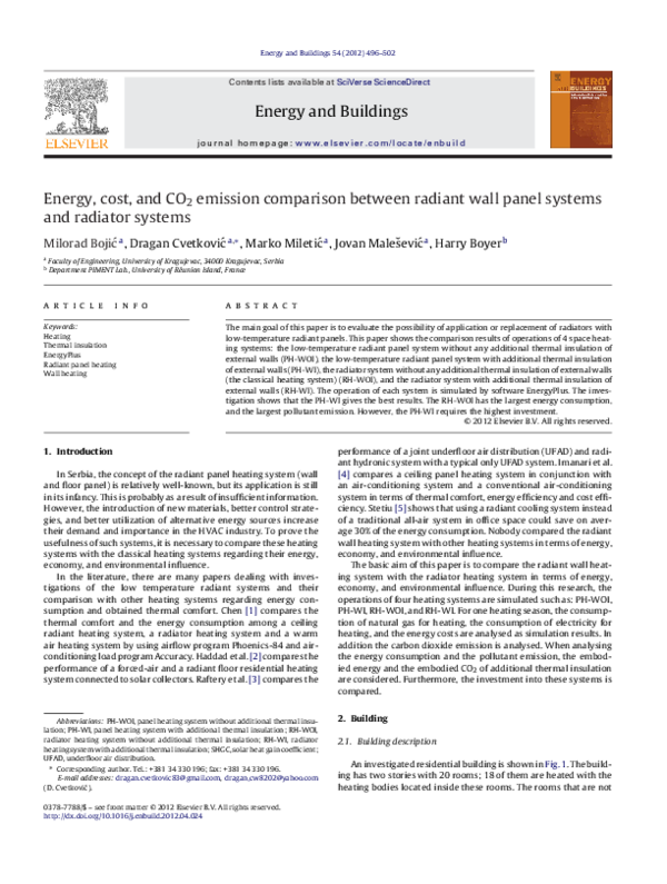 (PDF) Energy, cost, and CO 2 emission comparison between radiant wall ...