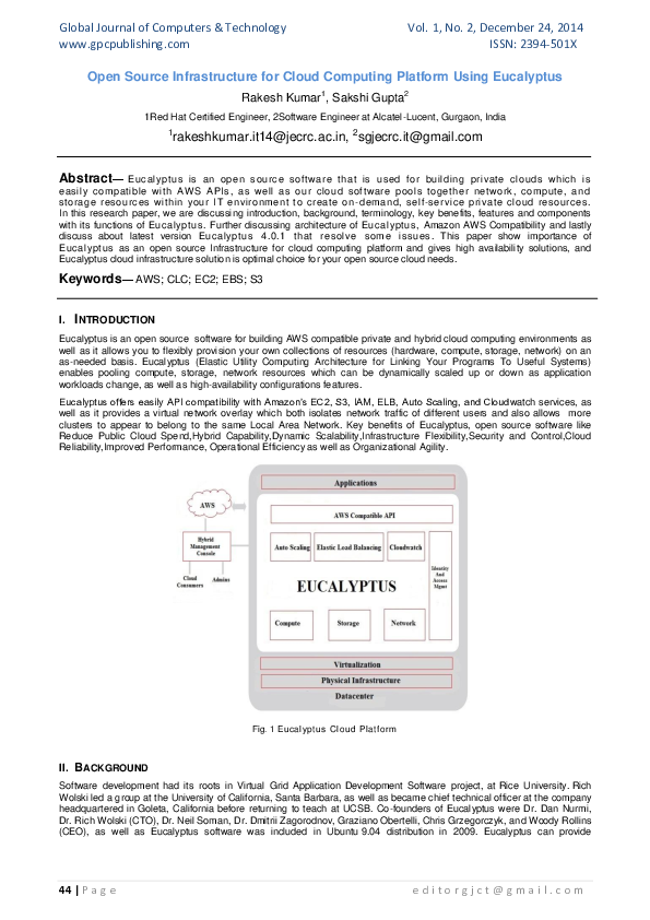 (PDF) Open Source Infrastructure for Cloud Computing Platform Using ...