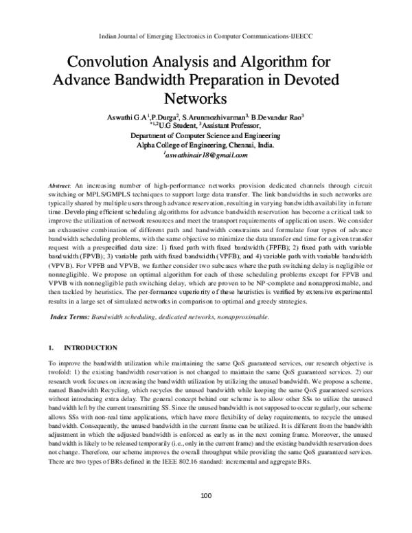 (PDF) Convolution Analysis and Algorithm for Advance Bandwidth ...