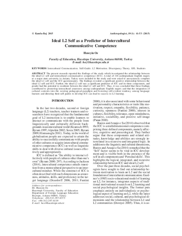 (PDF) Ideal L2 Self as a Predictor of Intercultural Communicative ...