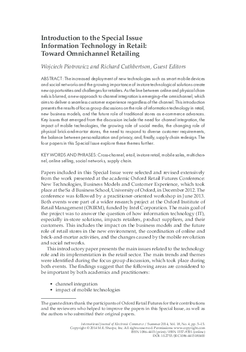 (PDF) Introduction to the Special Issue Information Technology in ...