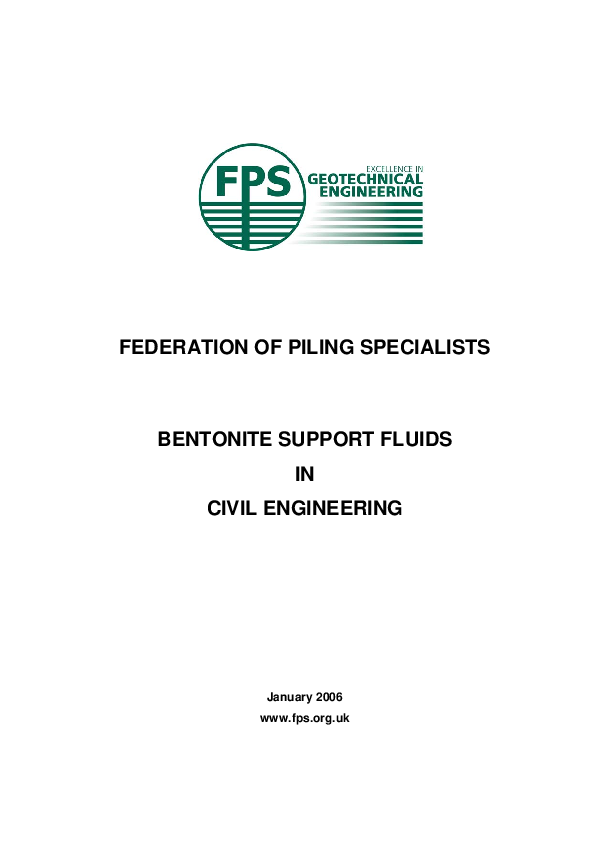 (PDF) FEDERATION OF PILING SPECIALISTS BENTONITE SUPPORT FLUIDS IN