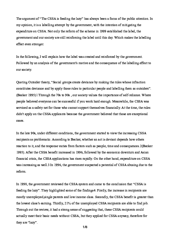 Pdf The Argument Of Whether Cssa In Hong Kong Is Being Abused Ian Yung Academia Edu