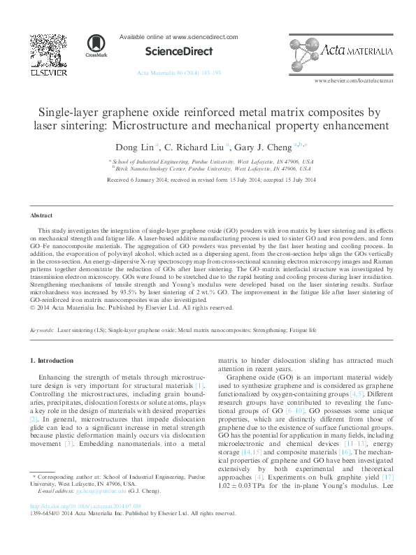 (PDF) Single-layer graphene oxide reinforced metal matrix composites by ...