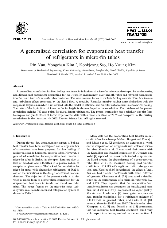 (PDF) A generalized correlation for evaporation heat transfer of ...