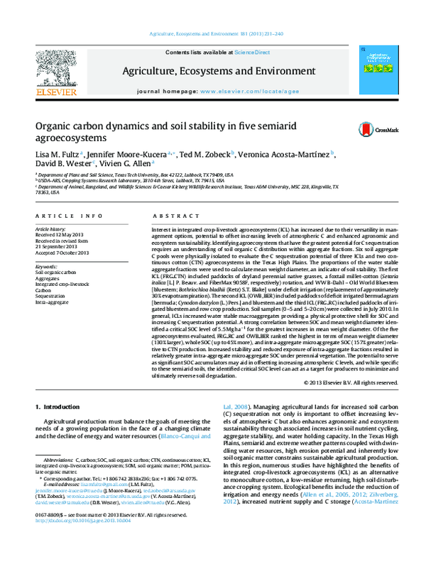 (PDF) Organic carbon dynamics and soil stability in five semiarid ...