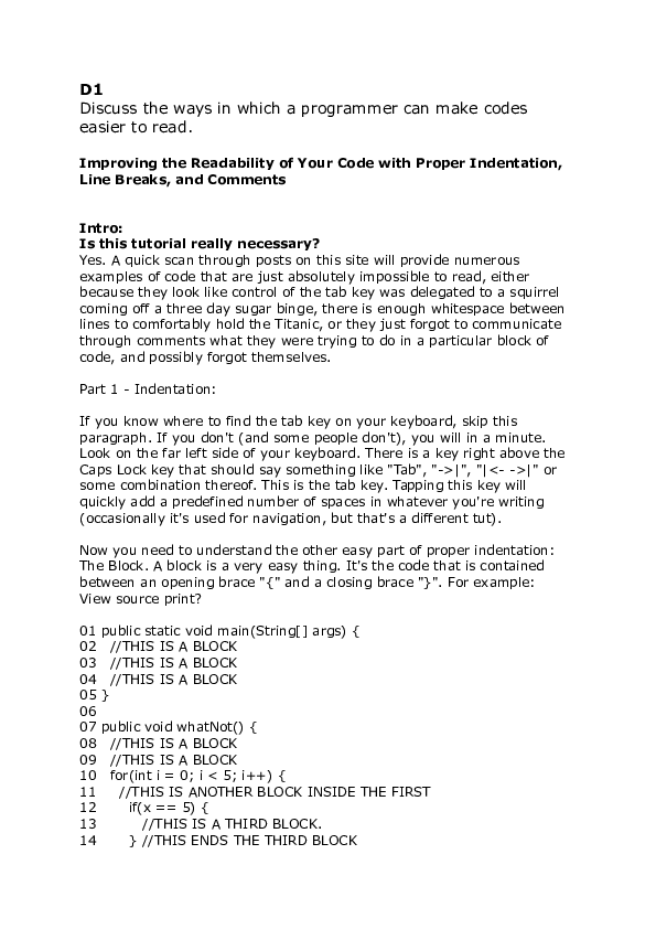 (DOC) Improving the Readability of Your Code with Proper Indentation ...