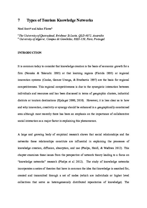 (DOC) Types of Tourism Knowledge Networks