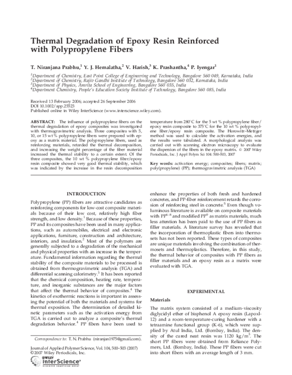 (PDF) Thermal Degradation of Epoxy Resin Reinforced with Polypropylene ...