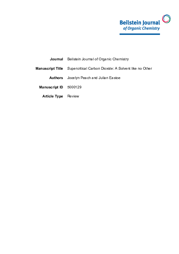(PDF) Supercritical Carbon Dioxide: A Solvent like no Other