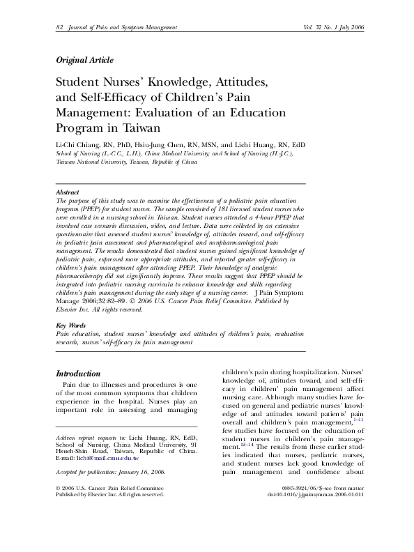 (PDF) Student Nurses' Knowledge, Attitudes, and SelfEfficacy of