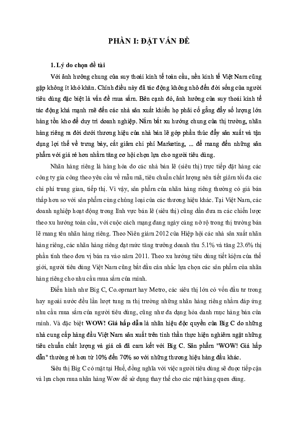First page of “PHẦN I: ĐẶT VẤN ĐỀ”