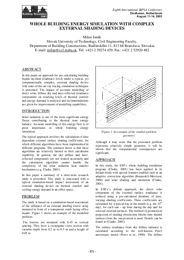 (PDF) WHOLE BUILDING ENERGY SIMULATION WITH COMPLEX EXTERNAL SHADING ...