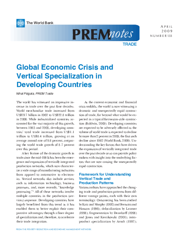 Pdf Global Economic Crisis And Global Value Chains