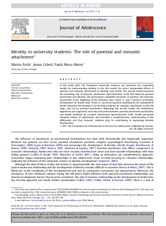(PDF) Identity in university students: The role of parental and ...