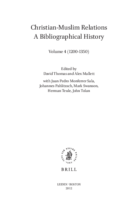 Yusab of Fuwwah. In: Christian-Muslim Relations. A Bibliographical ...