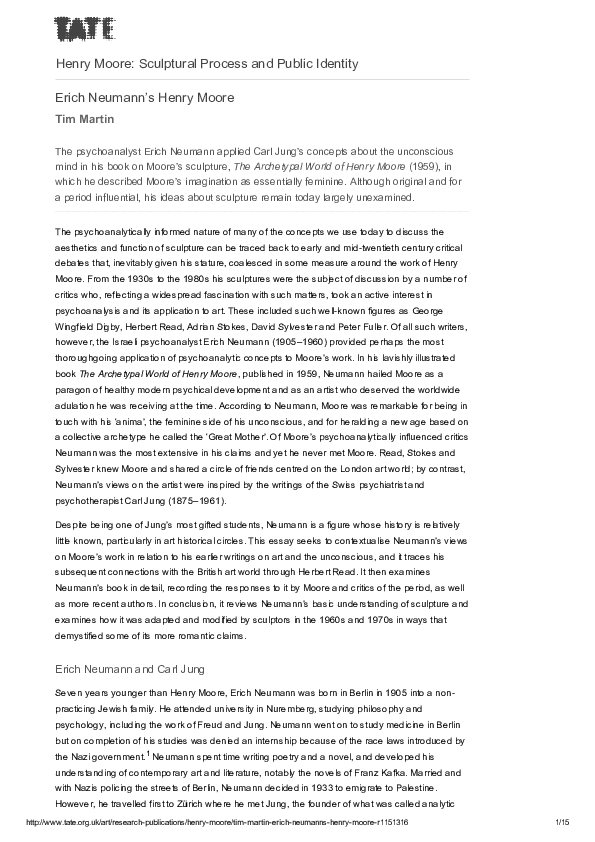Volume 1 The Essays of Erich Neumann Art and the Creative Unconscious