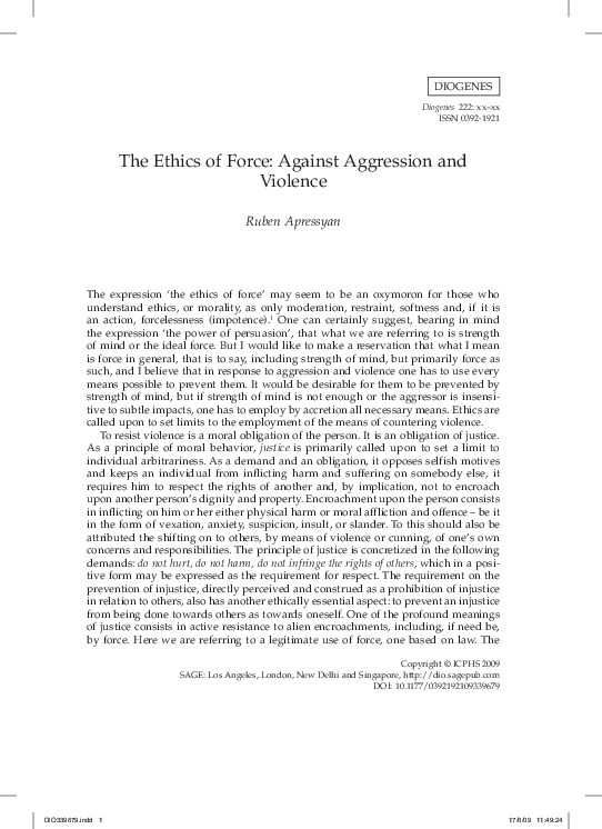 (PDF) The Ethics of Force: Against Aggression and Violence