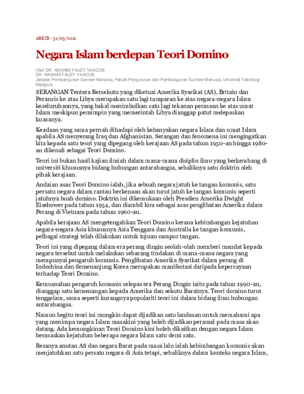 Pdf Negara Islam Berdepan Teori Domino Hashim Fauzy Academia Edu